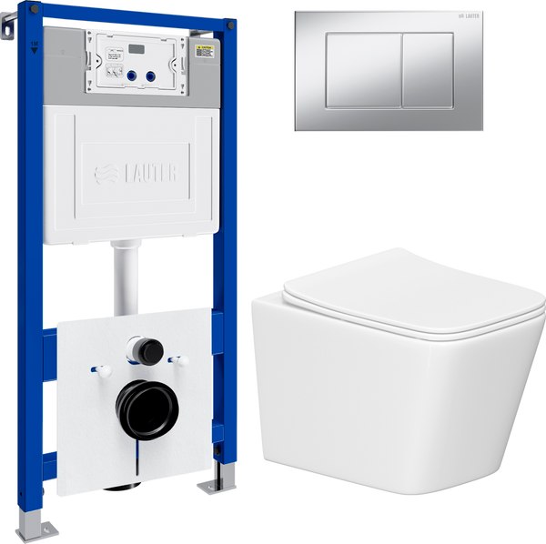 Унитаз подвесной с инсталляцией Lauter Square 214903 с кнопкой 219703J