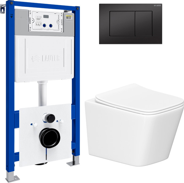 Унитаз подвесной с инсталляцией Lauter Square 214903 с кнопкой 219704J - фото