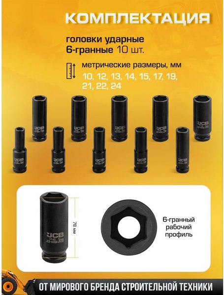 Набор головок слесарных JCB 4107-5MPB