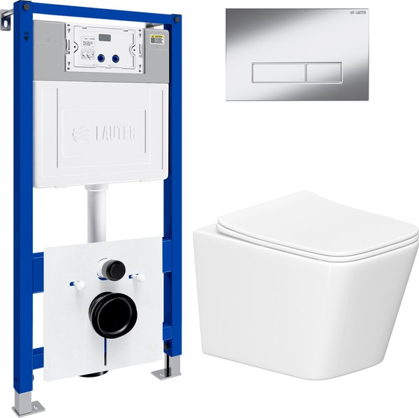 Унитаз подвесной с инсталляцией Lauter Square 214903 с кнопкой 219701HD - фото