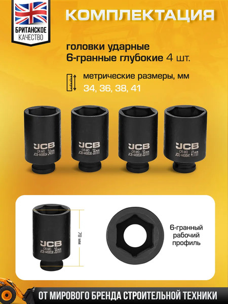 Набор головок слесарных JCB 4045-5MPB