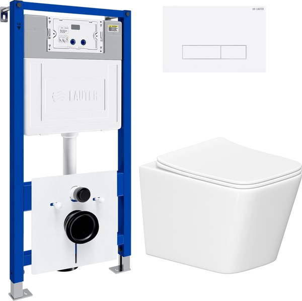 Унитаз подвесной с инсталляцией Lauter Square 214903 с кнопкой 219702HD