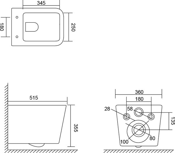 Унитаз подвесной с инсталляцией Lauter Square 214903 с кнопкой 219704HD