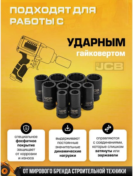 Набор головок слесарных JCB 6108-9MPB
