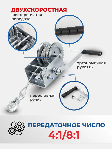 Лебедка ручная Forsage F-KB-S-2000