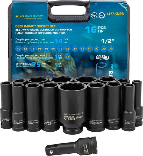 Набор головок слесарных ILOforce IF-4177-5MPB - фото