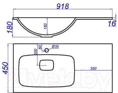 Умывальник Aqwella Malaga 90 L / Mal.09.04.D-L