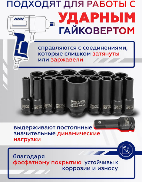 Набор головок слесарных Yataforce YF-4177-5MPB