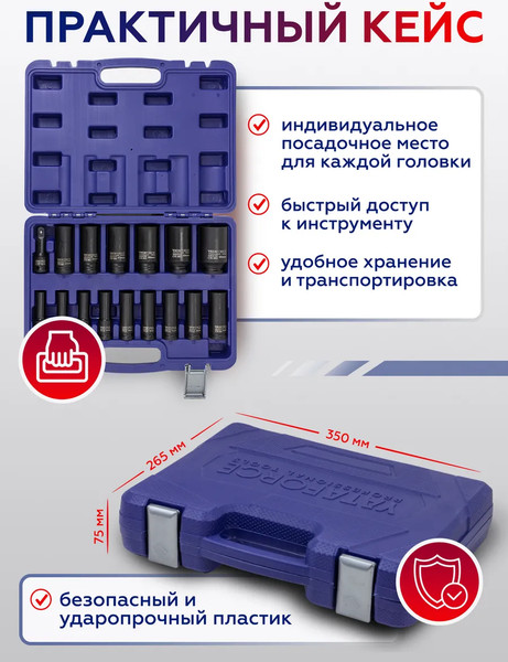 Набор головок слесарных Yataforce YF-4177-5MPB