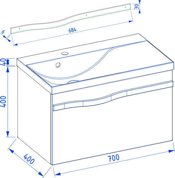 Тумба под умывальник Lauter Eva 69
