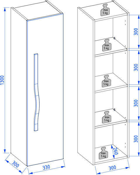 Шкаф-полупенал для ванной Lauter Навесной Eva