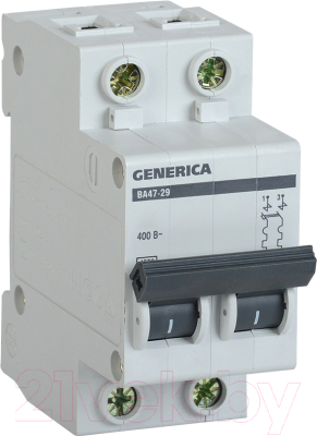 Выключатель автоматический Generica ВА 47-29 2Р 6А 4.5кА / MVA25-2-006-C - фото