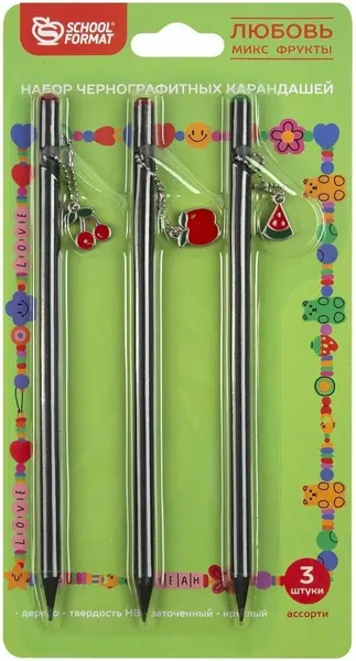 Набор простых карандашей Schoolformat Любовь. Фрукты / КЧ-ЛБ-HBМФ - фото