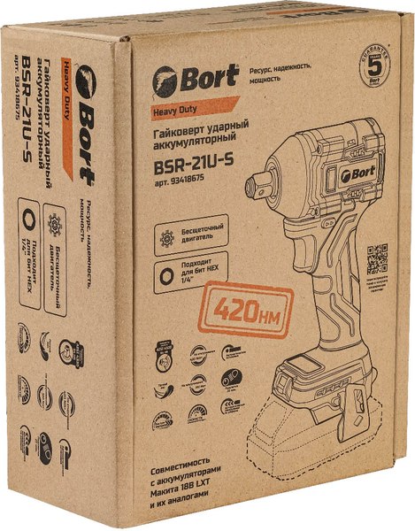 Аккумуляторный гайковерт Bort BSR-21U-S (93418675)