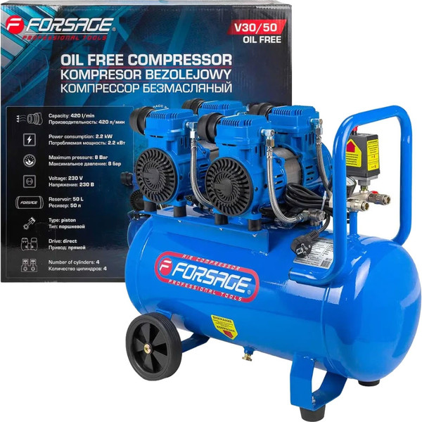 Воздушный компрессор Forsage 59 215 / F-V30/50 Oil Free - фото