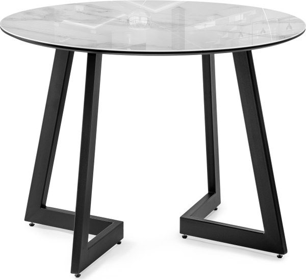 Обеденный стол Woodville Алингсос 100-140х100х76 / 532387 (белый мрамор/черный)