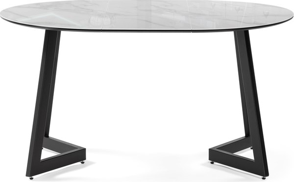 Обеденный стол Woodville Алингсос 100-140х100х76 / 532387 (белый мрамор/черный)