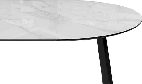 Обеденный стол Woodville Алингсос 100-140х100х76 / 532387 (белый мрамор/черный)