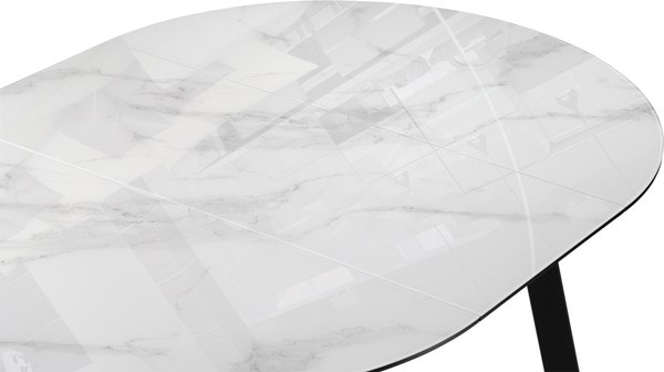 Обеденный стол Woodville Алингсос 100-140х100х76 / 532387 (белый мрамор/черный)
