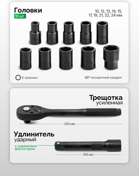Набор головок слесарных RockForce RF-4122-5