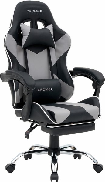 Кресло геймерское Cromex GM-145 / 532956 (черный/серый/белый) - фото
