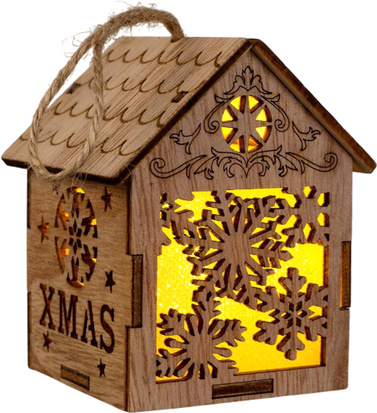 Елочная игрушка Luazon Lighting Домик со снежинками / 6117284 - фото