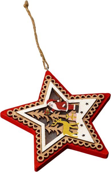 Елочная игрушка Luazon Lighting Красная звезда с Дедом Морозом / 6117363 - фото