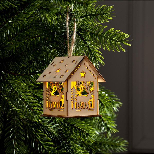 Елочная игрушка Luazon Lighting Домик с оленем / 6117275