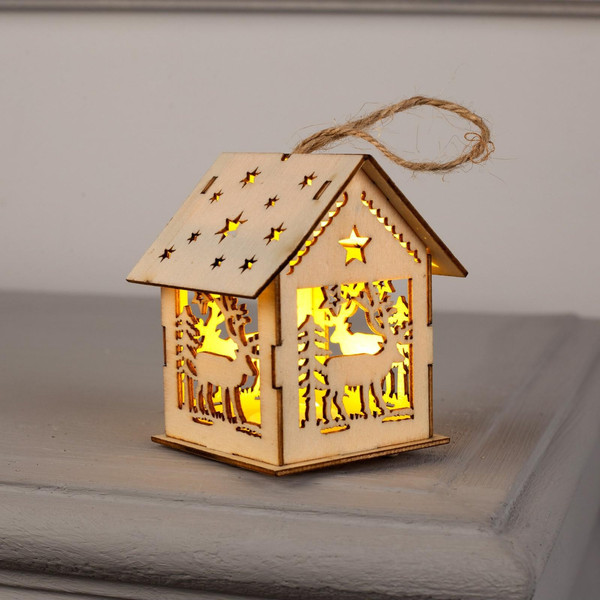 Елочная игрушка Luazon Lighting Домик с оленем / 6117275