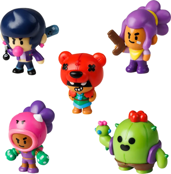 Набор фигурок коллекционных Brawl Stars Роза, Шелли, Биби, Нита и Спайк / BRW2040A - фото