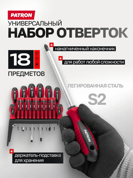 Набор отверток Patron 64 827 / P-7018