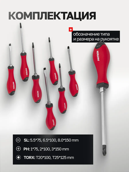 Набор отверток Patron 64 832 / P-7008