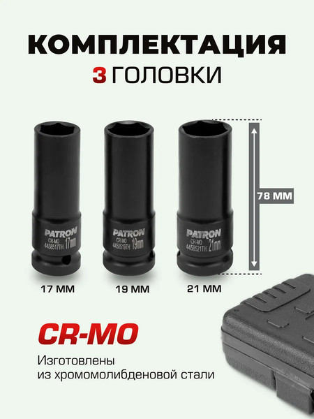 Набор головок слесарных Patron 64 689 / P-4032TH