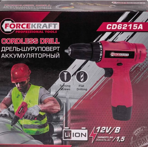 Аккумуляторная дрель-шуруповерт ForceKraft 64 833 / FK-CD6215A