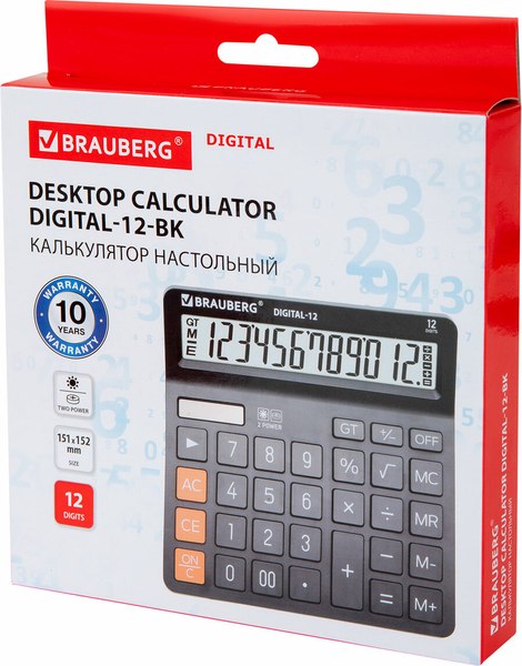 Калькулятор Brauberg Digital 12-BK / 272968
