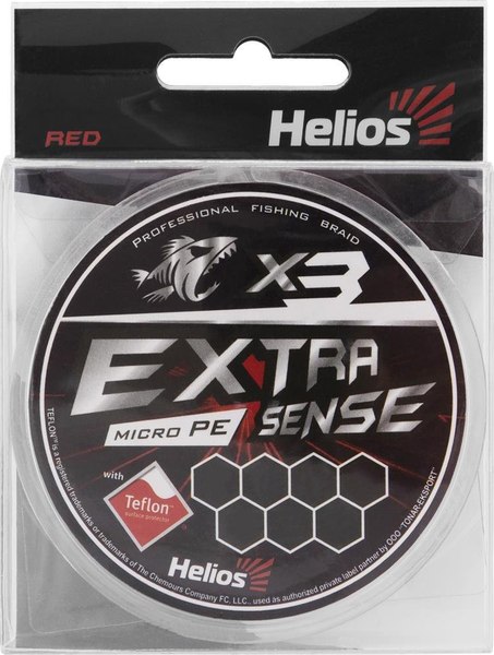 Леска плетеная Helios Extrasense X3 PE Red 92м 1.5/22LB 0.22мм / HS-ES-X3-1.5/22LB - фото