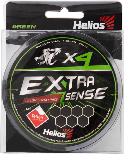 Леска плетеная Helios Extrasense X4 PE Green 150м 1.0/15LB 0.17мм / HS-ES-X4-1/15LB - фото