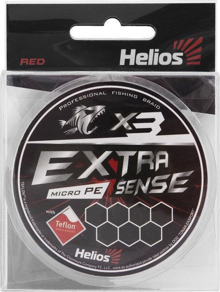 Леска плетеная Helios Extrasense X3 PE Red 92м 0.3/6LB 0.10мм / HS-ES-X3-0.3/6LB - фото