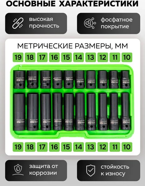 Набор головок слесарных ForsLine FL-4201-5K