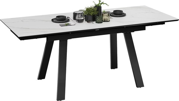 Обеденный стол ТриЯ Дэкстон Тип 1 / 264172 (черный муар/керамика матовая белый мрамор)