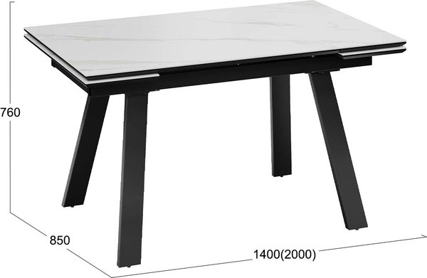 Обеденный стол ТриЯ Дэкстон Тип 1 / 264172 (черный муар/керамика матовая белый мрамор)