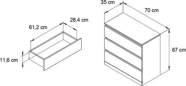 Комод Dipriz Марм 3 ящика / Д.20093.1
