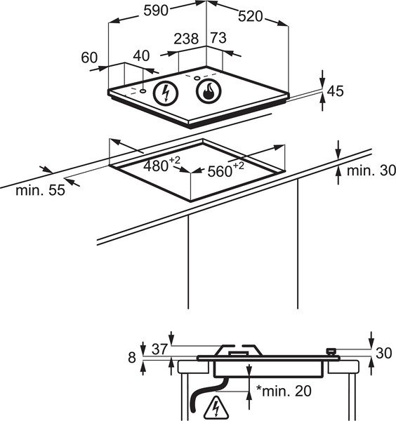Газовая варочная панель Electrolux KGG64362S