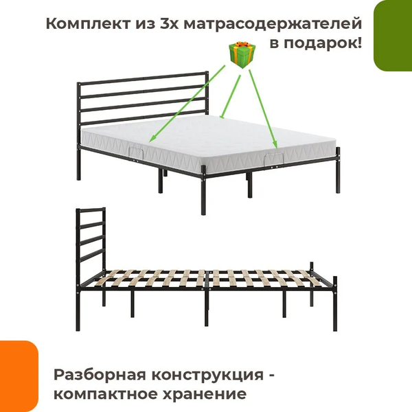Двуспальная кровать Домаклево Металика Г4 180x200