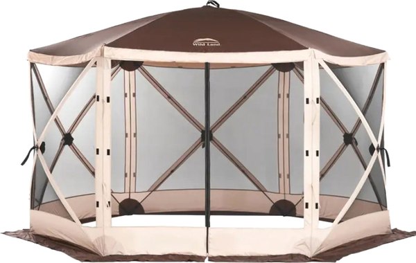 Туристический шатер Wild Land Hub screen house 600 / 920003-0004-0024.SET (коричнево-бежевый, со стенками) - фото