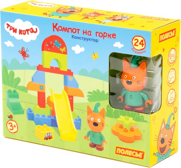 Конструктор Полесье Макси Три кота. Компот на горке / 77209 - фото