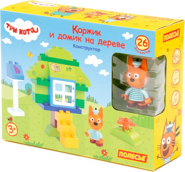 Конструктор Полесье Макси Три кота. Коржик и домик на дереве / 77216 - фото