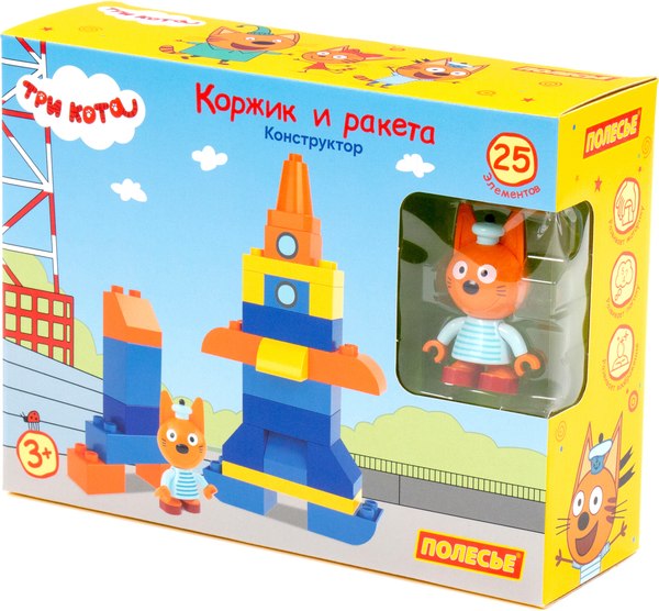 Конструктор Полесье Макси Три кота. Коржик и ракета / 77223 - фото