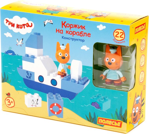 Конструктор Полесье Макси Три кота. Коржик на корабле / 77230 - фото