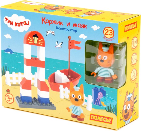 Конструктор Полесье Макси Три кота. Коржик и маяк / 77247 - фото